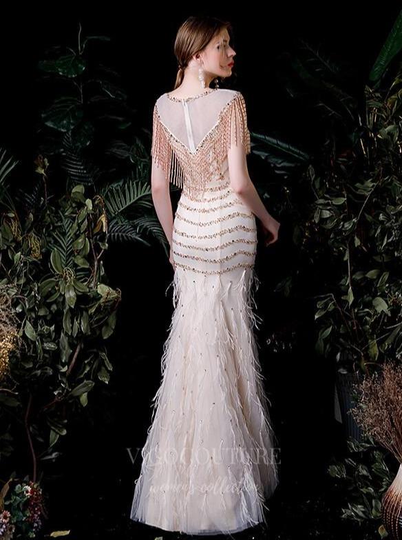vigocouture-Ivory Beaded Mermaid Prom Dress 20272-Prom Dresses-vigocouture-