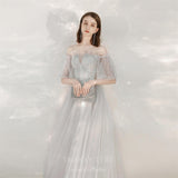 vigocouture-Ivory Beaded Off the Shoulder Prom Dress 20691-Prom Dresses-vigocouture-