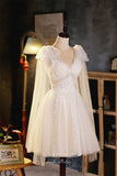vigocouture-Ivory Lace Applique Homecoming Dresses Cute Graduation Dresses hc153-Prom Dresses-vigocouture-