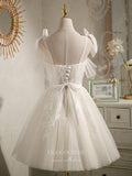 vigocouture-Ivory Lace Applique Homecoming Dresses Spaghetti Strap Dama Dresses hc141-Prom Dresses-vigocouture-