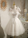 vigocouture-Ivory Lace Applique Homecoming Dresses Spaghetti Strap Dama Dresses hc141-Prom Dresses-vigocouture-Ivory-US2-