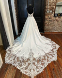 Ivory Lace Applique Wedding Dresses Spaghetti Strap Bridal Gown W0099-Wedding Dresses-vigocouture-Ivory-US2-vigocouture