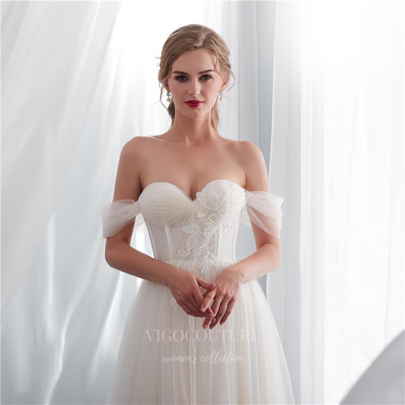vigocouture-Ivory Lace Applique Wedding Dresses w0009-Wedding Dresses-vigocouture-