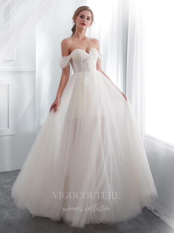 vigocouture-Ivory Lace Applique Wedding Dresses w0009-Wedding Dresses-vigocouture-Ivory-US2-