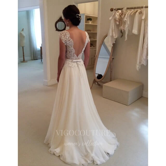 vigocouture-Ivory Lace Applique Wedding Dresses w0012-Wedding Dresses-vigocouture-