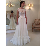 Ivory Lace Applique Wedding Dresses w0012
