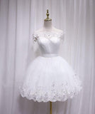 vigocouture-Ivory Lace Homecoming Dress Off the Shoulder Hoco Dress hc057-Prom Dresses-vigocouture-