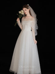 Ivory Long Sleeve Wedding Dresses w0010