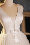 vigocouture-Ivory Plunging V-Neck Homecoming Dresses Cute Graduation Dresses hc151-Prom Dresses-vigocouture-