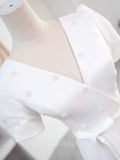 vigocouture-Ivory Puffed Sleeve Prom Dress V-Neck 21006-Prom Dresses-vigocouture-