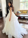 Ivory Ruffled Tulle Prom Dresses Spaghetti Strap Formal Gown 21965-Prom Dresses-vigocouture-Ivory-US2-vigocouture