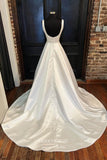 vigocouture-Ivory Satin Wedding Dresses Square Neck A-Line Bridal Dresses W0090-Wedding Dresses-vigocouture-