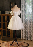 vigocouture-Ivory Spaghetti Strap Homecoming Dresses Beaded Graduation Dresses hc147-Prom Dresses-vigocouture-