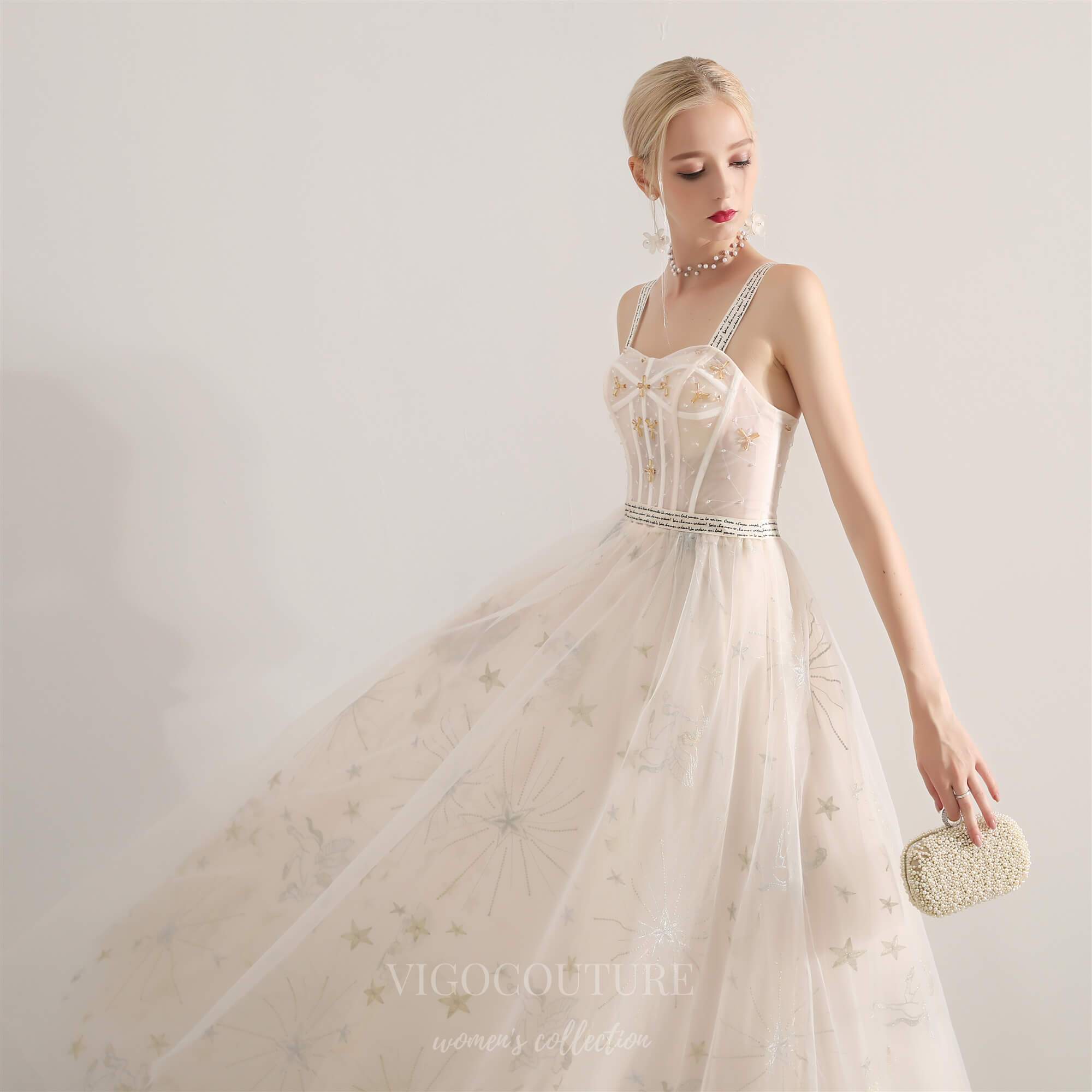 vigocouture-Ivory Spaghetti Strap Prom Dress 20702-Prom Dresses-vigocouture-