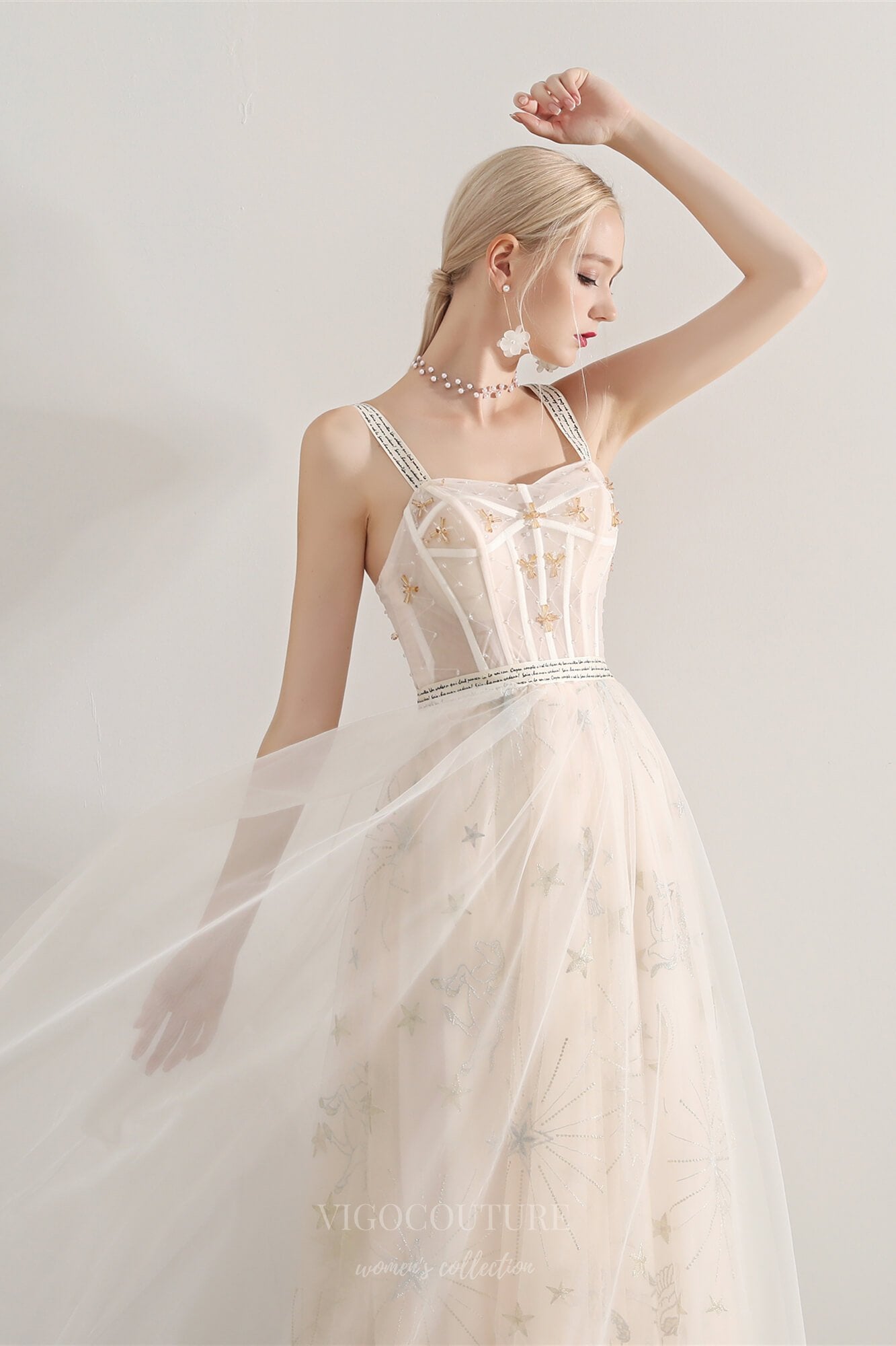vigocouture-Ivory Spaghetti Strap Prom Dress 20702-Prom Dresses-vigocouture-Ivory-US2-