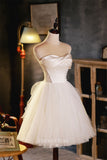 vigocouture-Ivory Strapless Homecoming Dresses Cute Graduation Dresses hc152-Prom Dresses-vigocouture-