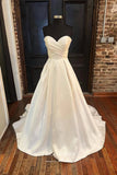 Ivory Sweetheart Neck Wedding Dresses Strapless A-Line Bridal Dresses W0091