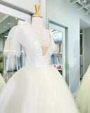 Ivory Tulle Prom Dresses Plunging V-Neck Formal Gown 21863-Prom Dresses-vigocouture-Ivory-US2-vigocouture