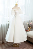 vigocouture-Jacquard Satin Mid Length Prom Dresses Off the Shoulder Formal Dress 21640-Prom Dresses-vigocouture-