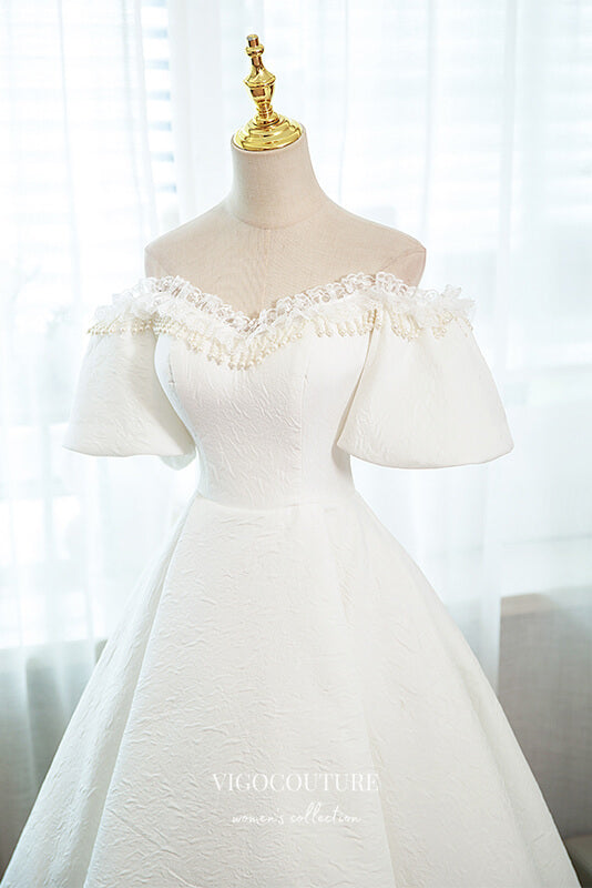vigocouture-Jacquard Satin Mid Length Prom Dresses Off the Shoulder Formal Dress 21640-Prom Dresses-vigocouture-