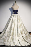 vigocouture-Jacquard Satin Prom Dresses Strapless Bow Tie Formal Dresses 21646-Prom Dresses-vigocouture-