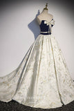 vigocouture-Jacquard Satin Prom Dresses Strapless Bow Tie Formal Dresses 21646-Prom Dresses-vigocouture-