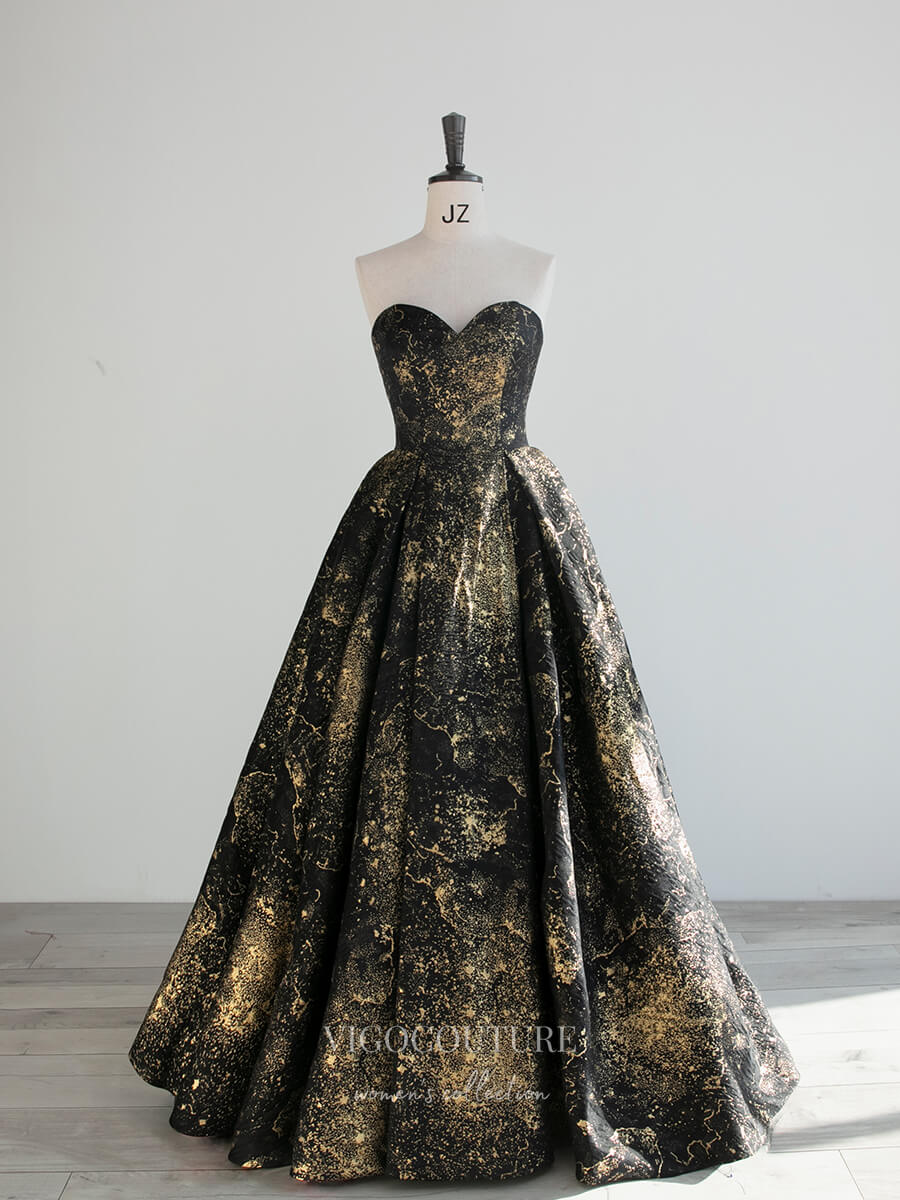 vigocouture-Jacquard Satin Prom Dresses Strapless Evening Dress 21021-Prom Dresses-vigocouture-As Pictured-Custom Size-