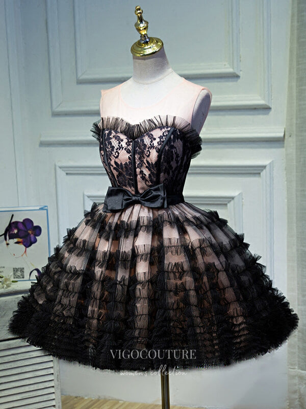 vigocouture-Lace Applique Homecoming Dresses Boat Neck Dama Dresses hc087-Prom Dresses-vigocouture-