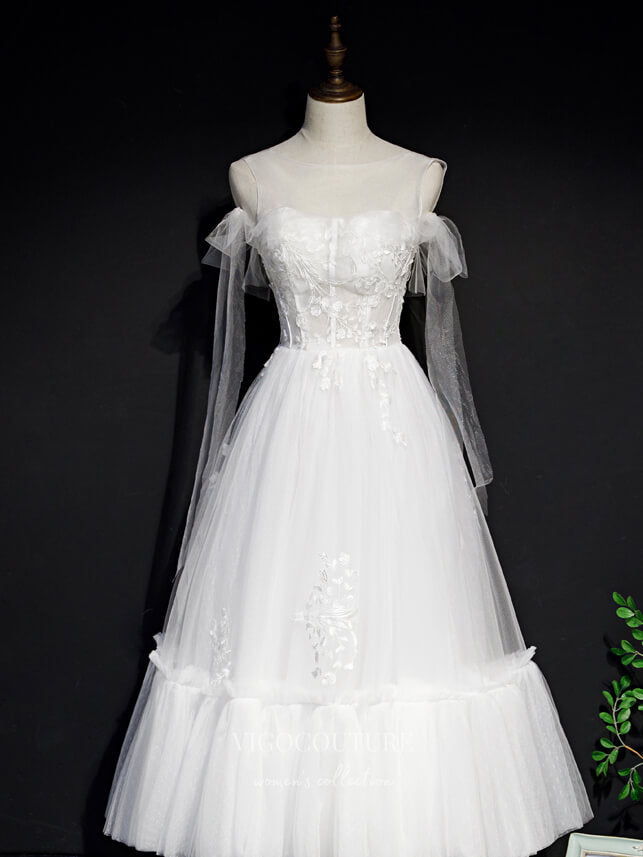 vigocouture-Lace Applique Homecoming Dresses Boat Neck Short Prom Dresses hc082-Prom Dresses-vigocouture-White-US2-