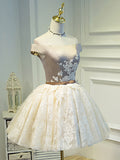 vigocouture-Lace Applique Homecoming Dresses Off the Shoulder Dama Dresses hc085-Prom Dresses-vigocouture-