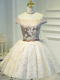 vigocouture-Lace Applique Homecoming Dresses Off the Shoulder Dama Dresses hc085-Prom Dresses-vigocouture-