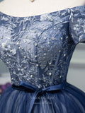 vigocouture-Lace Applique Homecoming Dresses Off the Shoulder Dama Dresses hc098-Prom Dresses-vigocouture-