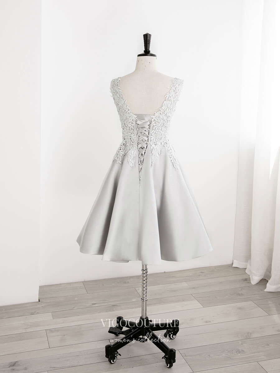 vigocouture-Lace Applique Homecoming Dresses Satin Short Prom Dresses 21324-Prom Dresses-vigocouture-