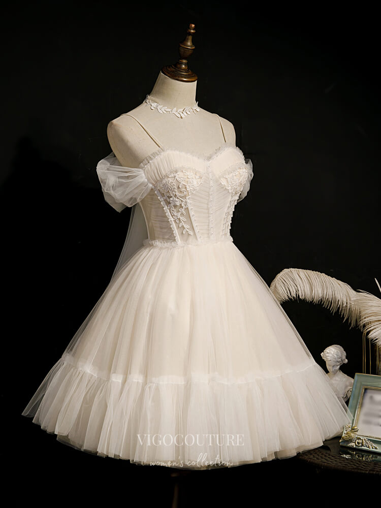 vigocouture-Lace Applique Homecoming Dresses Spaghetti Strap Dama Dresses hc121-Prom Dresses-vigocouture-