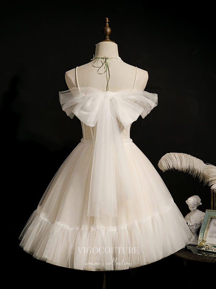 vigocouture-Lace Applique Homecoming Dresses Spaghetti Strap Dama Dresses hc121-Prom Dresses-vigocouture-