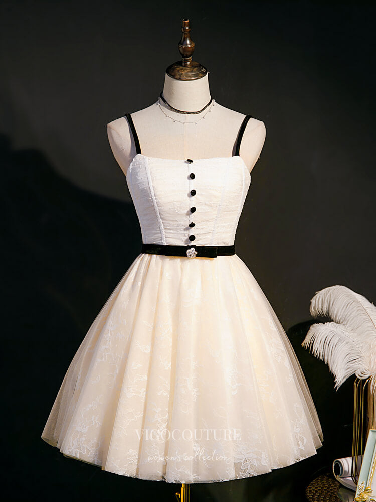 vigocouture-Lace Applique Homecoming Dresses Spaghetti Strap Dama Dresses hc123-Prom Dresses-vigocouture-