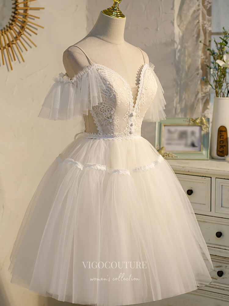 vigocouture-Lace Applique Homecoming Dresses Spaghetti Strap Dama Dresses hc132-Prom Dresses-vigocouture-