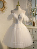 vigocouture-Lace Applique Homecoming Dresses Spaghetti Strap Dama Dresses hc132-Prom Dresses-vigocouture-Champagne-US2-A
