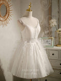 vigocouture-Lace Applique Homecoming Dresses Spaghetti Strap Dama Dresses hc142-Prom Dresses-vigocouture-