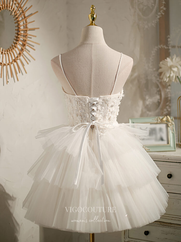 vigocouture-Lace Applique Homecoming Dresses Spaghetti Strap Dama Dresses hc144-Prom Dresses-vigocouture-