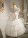 vigocouture-Lace Applique Homecoming Dresses Spaghetti Strap Dama Dresses hc144-Prom Dresses-vigocouture-