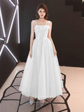 vigocouture-Lace Applique Homecoming Dresses Spaghetti Strap Maxi Dresses hc100-Prom Dresses-vigocouture-White-US2-