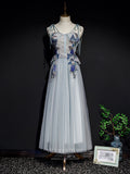 vigocouture-Lace Applique Homecoming Dresses Spaghetti Strap Maxi Dresses hc101-Prom Dresses-vigocouture-Light Blue-US2-