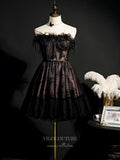 vigocouture-Lace Applique Homecoming Dresses Strapless Feather Dama Dresses hc117-Prom Dresses-vigocouture-Black-US2-