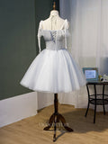 vigocouture-Lace Applique Homecoming Dresses Tulle Dama Dresses hc124-Prom Dresses-vigocouture-