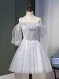 vigocouture-Lace Applique Homecoming Dresses Tulle Dama Dresses hc124-Prom Dresses-vigocouture-Grey-US2-A