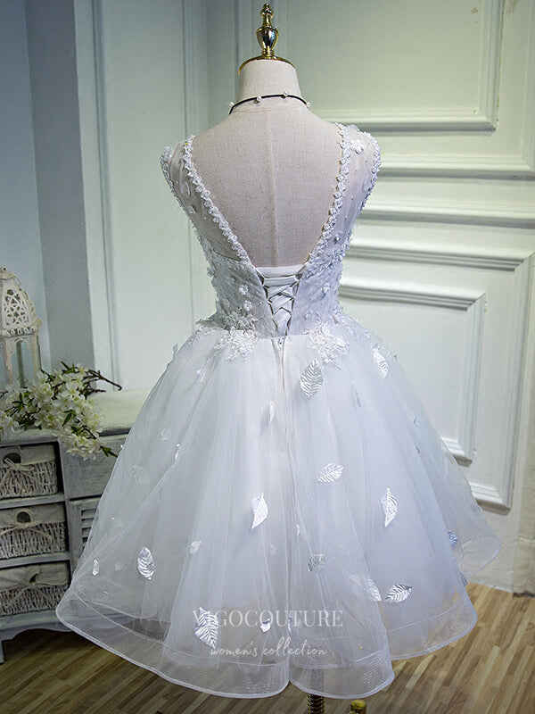 vigocouture-Lace Applique Homecoming Dresses Wide Strap Dama Dresses hc083-Prom Dresses-vigocouture-