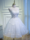 vigocouture-Lace Applique Homecoming Dresses Wide Strap Dama Dresses hc083-Prom Dresses-vigocouture-