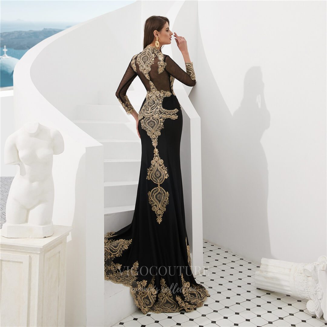 vigocouture-Lace Applique Mermaid Removable Cape Prom Dress 20279-Prom Dresses-vigocouture-