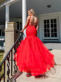 vigocouture-Lace Applique Mermaid Spaghetti Strap Prom Dress 20925-Prom Dresses-vigocouture-